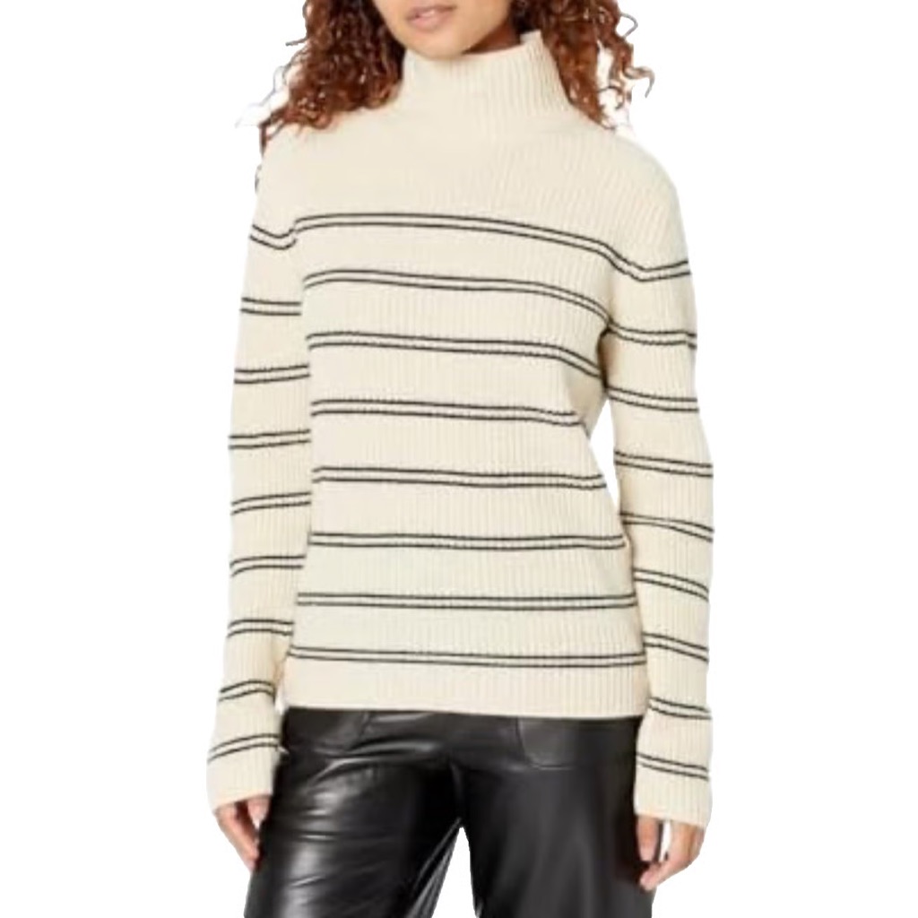 Vince Cashmere Striped Shaker Rib Turtleneck Sweater Size Xs